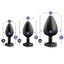 Luxe Bling Butt Plugs Silicone Training Kit with White Gems (3 Size Kit - Black