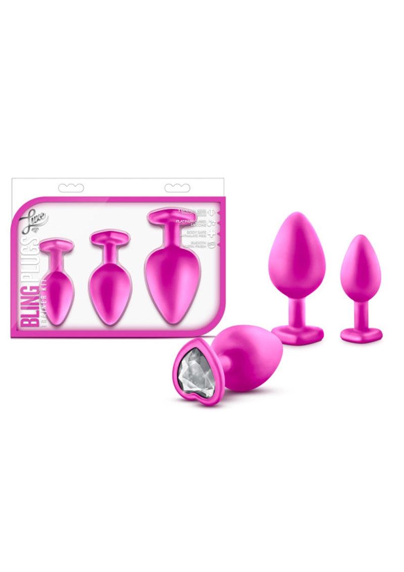 Luxe Bling Plugs Silicone Training Kit with White Gems (3 Size Kit
