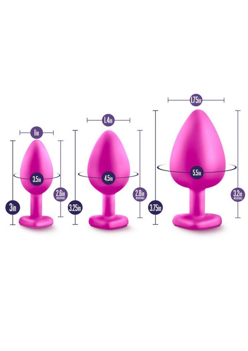 Luxe Bling Plugs Silicone Training Kit with White Gems (3 Size Kit - Pink
