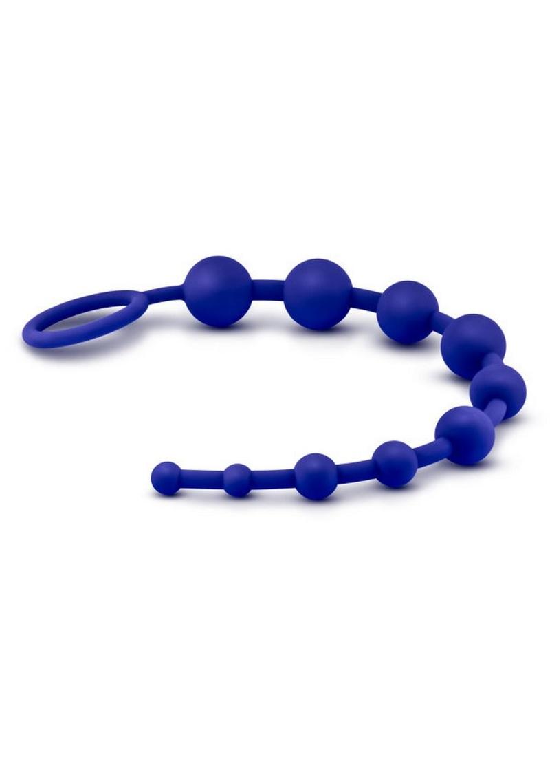 Luxe Silicone 10 Anal Beads - Blue/Indigo