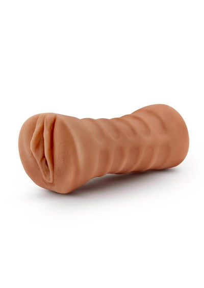 M For Men Julieta Vibrating Masturbator with Bullet - Pussy - Brown/Caramel