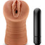 M For Men Julieta Vibrating Masturbator with Bullet - Pussy - Brown/Caramel