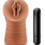 M For Men Sofia Vibrating Masturbator with Bullet - Pussy - Brown/Caramel