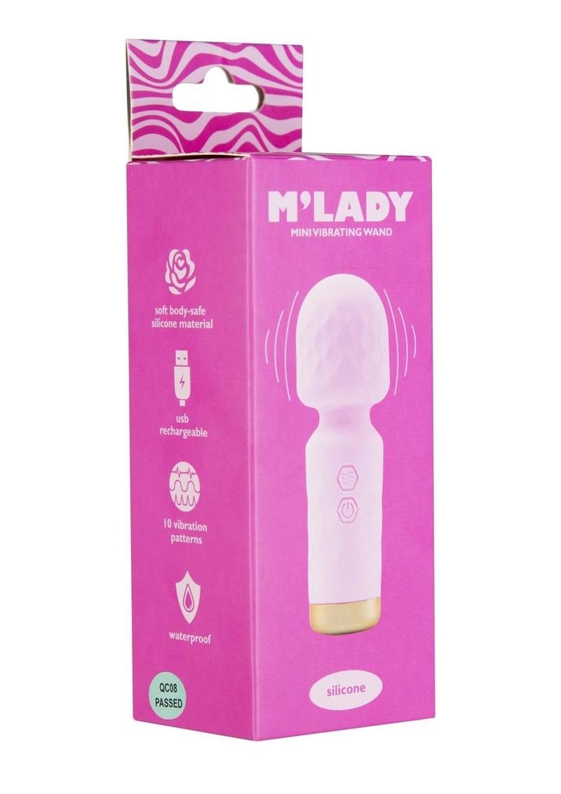 M'lady Rechargeable Silicone Mini Vibrating Wand - Pink