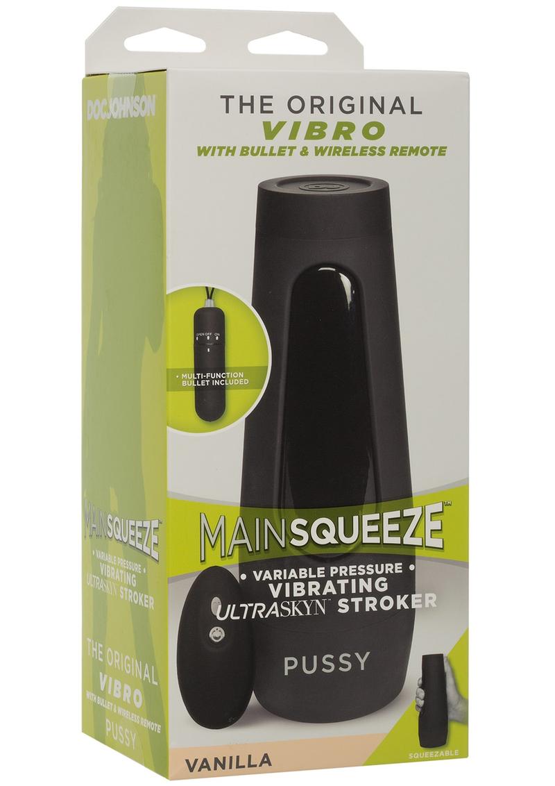 Main Squeeze The Original Vibro Ultraskyn Vibrating Masturbator with Bullet and Remote Control - Pussy