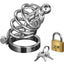 Master Series Asylum 4 Ring Locking Chastity Cage - Silver