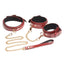 Master Series Bondage Set Cuffs, Collar, and Leash - Burgundy/Gold/Metal/Red - 6 Piece