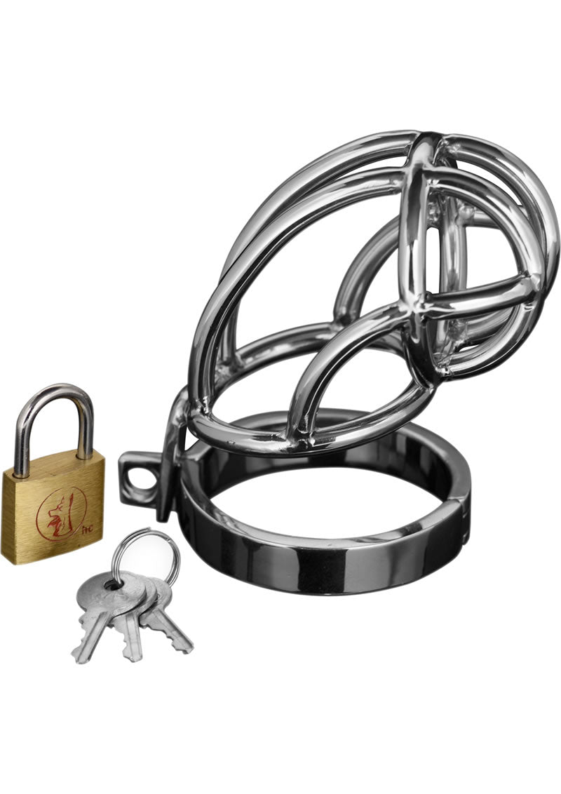 Master Series Captus Locking Chastity Cage - Silver