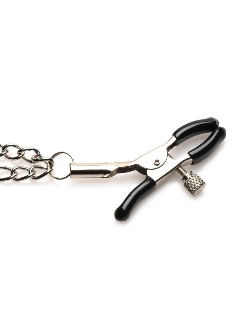 Master Series Daggers Double Chain Nipple Clamps - Silver