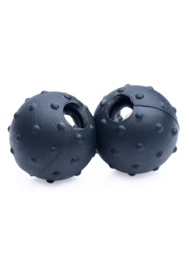 Master Series Dragon's Orbs Nubbed Silicone Magnetic Balls - Black/Metal