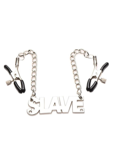 Master Series Enslaved Slave Chain Nipple Clamps - Silver