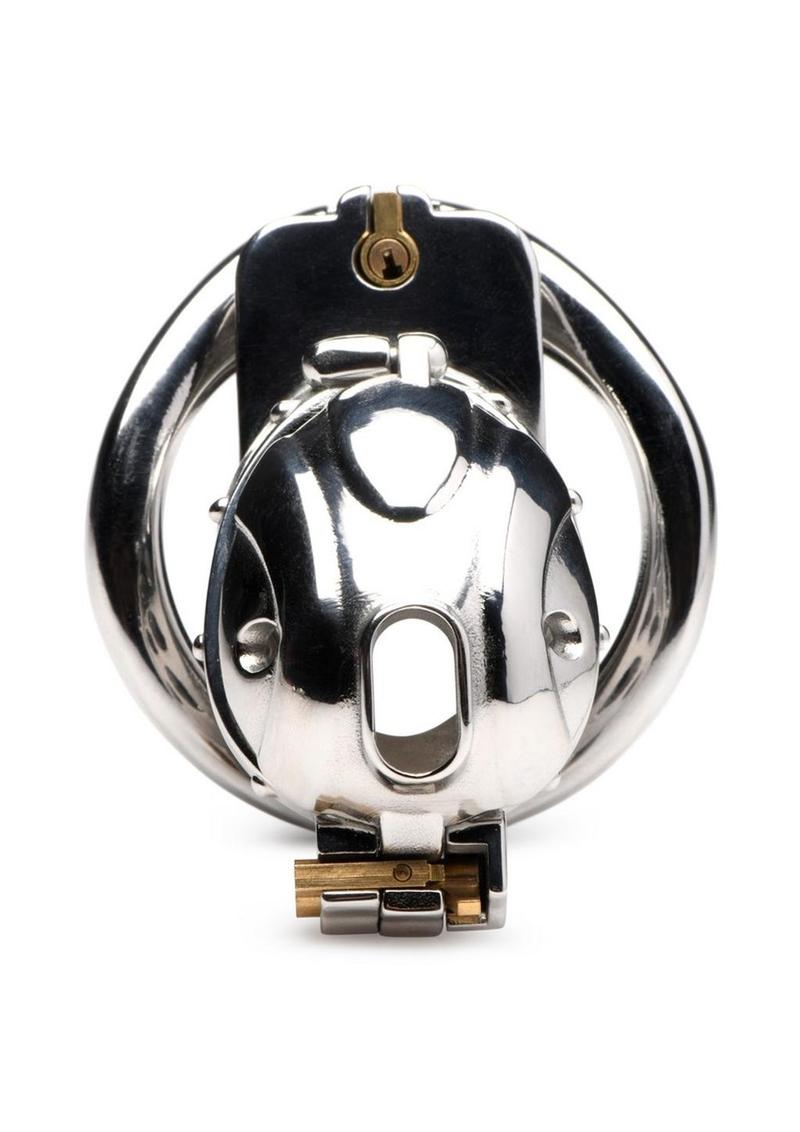 Master Series Entrapment Deluxe Locking Chastity Cage - Silver