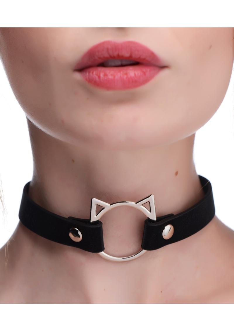 Master Series Kinky Kitty Adjustable Ring Choker Slim - Black