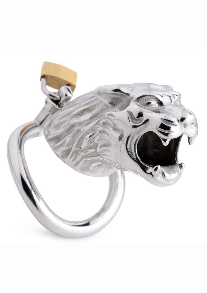 Master Series Tiger King Locking Chastity Cage - Silver