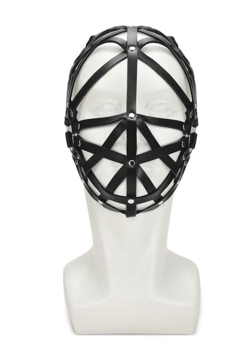 ME YOU US Web Hood Pu Leather Bondage Hood - Black