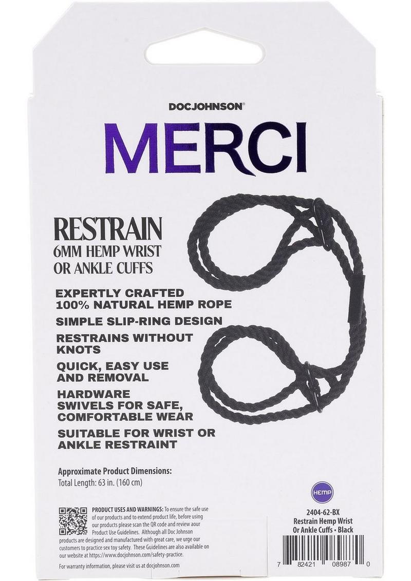 Merci Hogtied Bind and Tie 6mm Hemp Wrist Or Ankle Cuffs