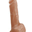 Natural Realskin Squirting Penis with Adjustable Harness - Chocolate - 8in