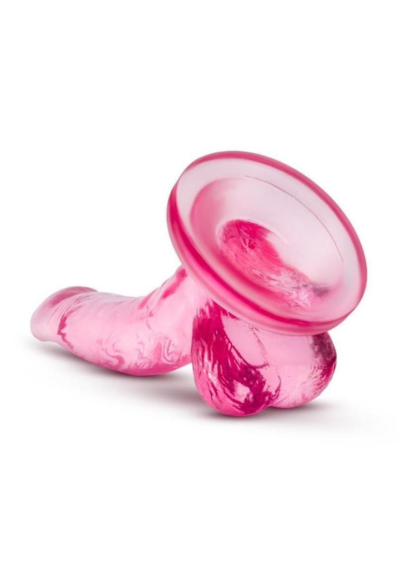 Naturally Yours Mini Dildo with Balls - Pink - 4.75in