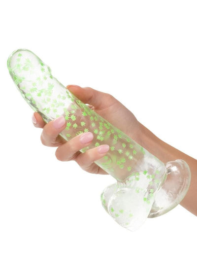 Naughty Bits I Leaf Dick Glow In The Dark Weed Leaf Filled Dildo - Glow In The Dark/Green