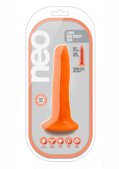 Neo Dual Density Dildo - Neon Orange/Orange - 6in