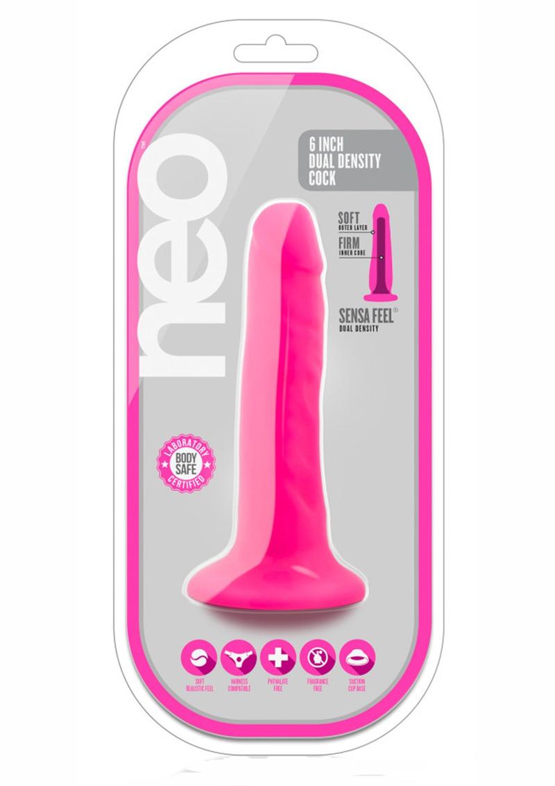 Neo Dual Density Dildo - Neon Pink/Pink - 6in