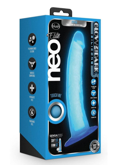 Neo Elite Glow In The Dark Dildo - Blue/Glow In The Dark - 7.5in