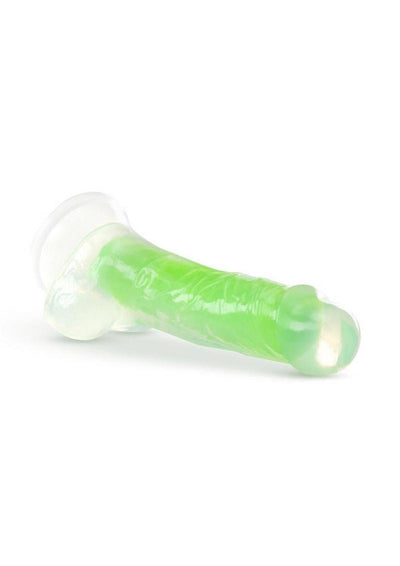 Neo Elite Glow In The Dark Dildo with Balls - Glow In The Dark/Green - 7.5in