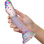 Neo Elite Glow In The Dark Silicone Hanky Panky Dildo 7.5in - Confetti - Glow In The Dark/Multicolor