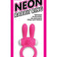 Neon Silicone Vibrating Rabbit Ring - Pink/White