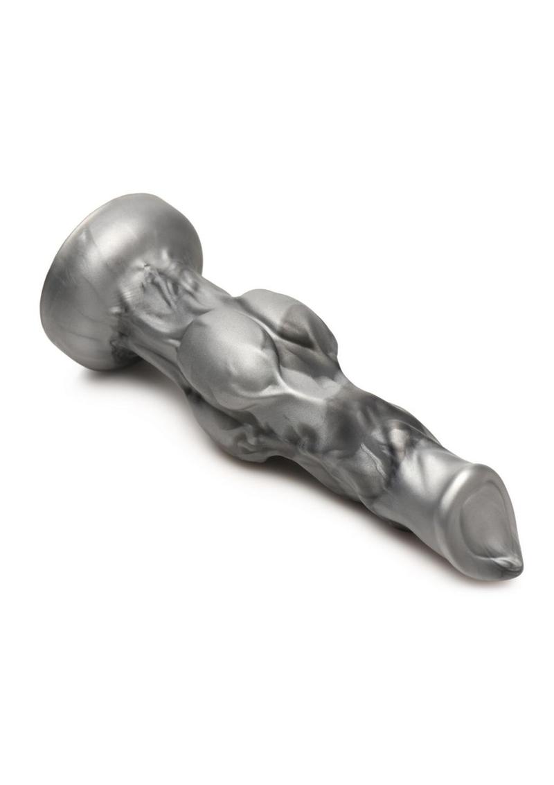 Night Prowler Silicone Dildo - Black/Silver - Medium