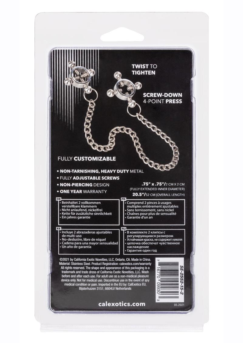 Nipple Grips 4-Point Nipple Press with Chain - Silver