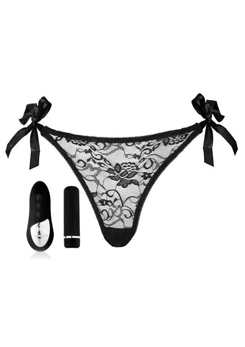 Nu Sensuelle Pleasure Panty Rechargeable Silicone Remote and Bullet Panty Vibe - Black