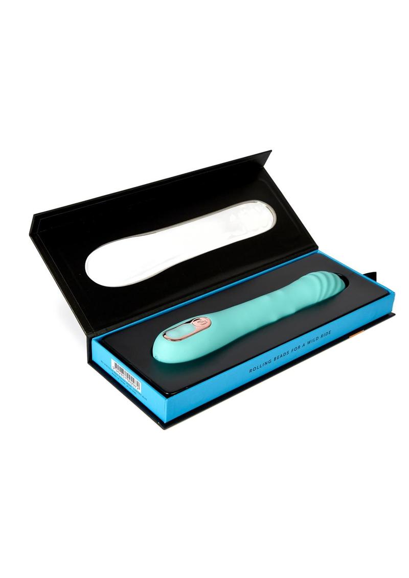 Nu Sensuelle Roxii Rechargeable Silicone Wand with Roller Motion - Blue/Electric Blue