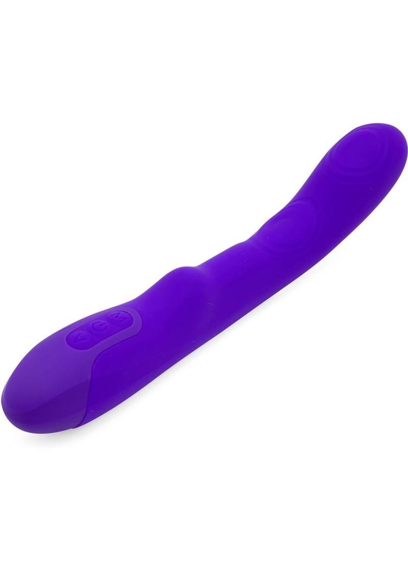 Nu Sensuelle Vivi Rechargeable Silicone Double Tapping Vibe with Clitoral Stimulation - Deep Purple