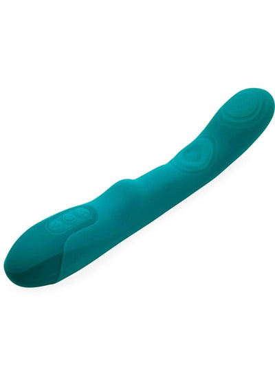 Nu Sensuelle Vivi Rechargeable Silicone Double Tapping Vibe with Clitoral Stimulation - Emerald/Green