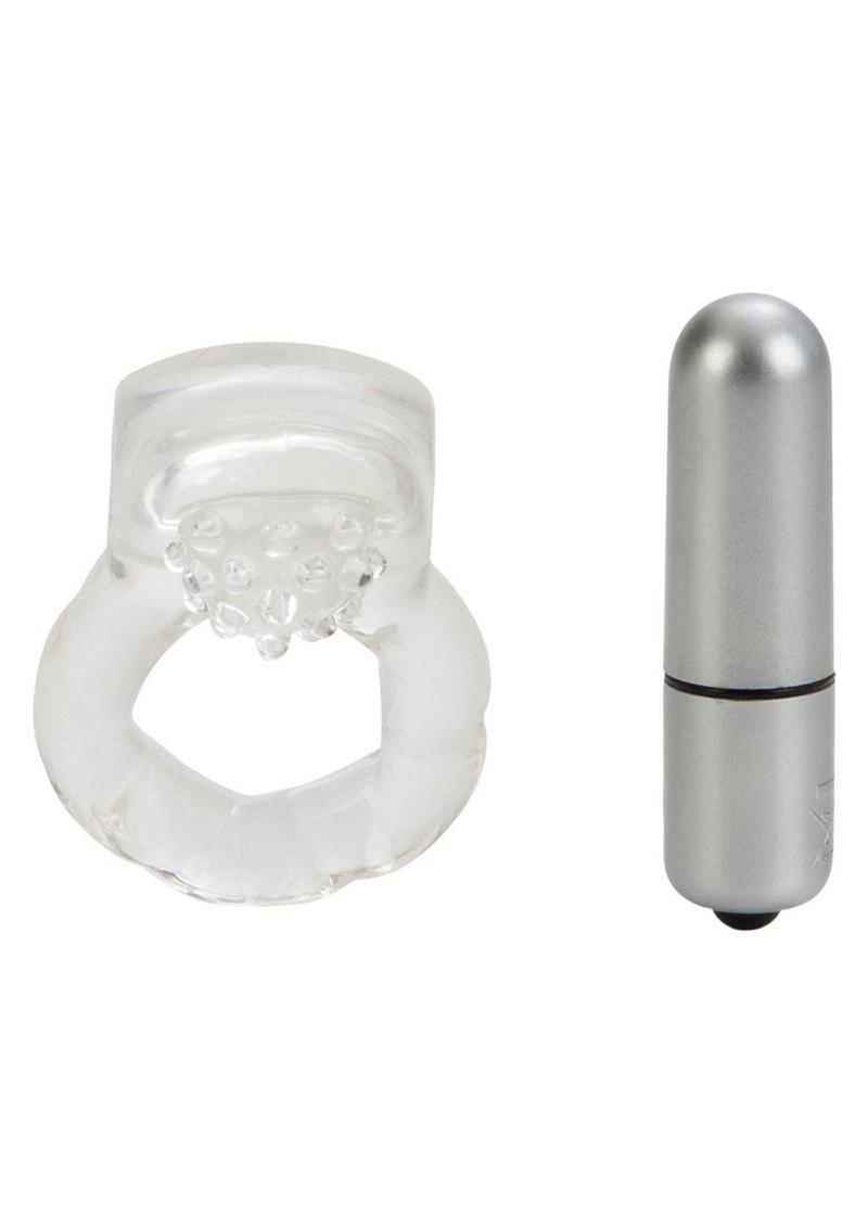 Nubby Lover's Delight Vibrating Cock Ring Cock Ring with Clitoral Stimulation - Clear