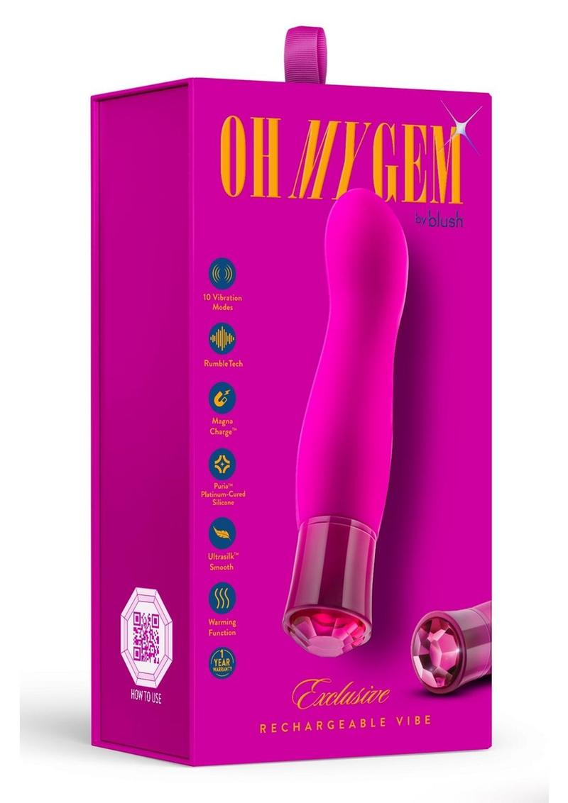 Oh My Gem Exclusive Rechargeable Silicone G-Spot Vibrator - Tourmaline - Pink