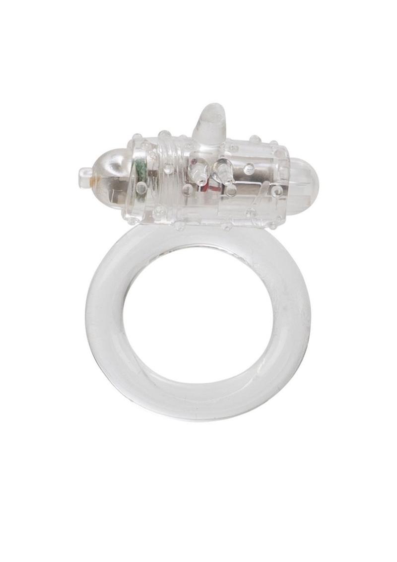 One Touch Flicker Vibrating Cock Ring - Clear