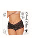 Open Lace Boy Shorts - Black - Plus Size/Queen