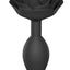 Open Roses Silicone Anal Plug - Black/Black Onyx - Large