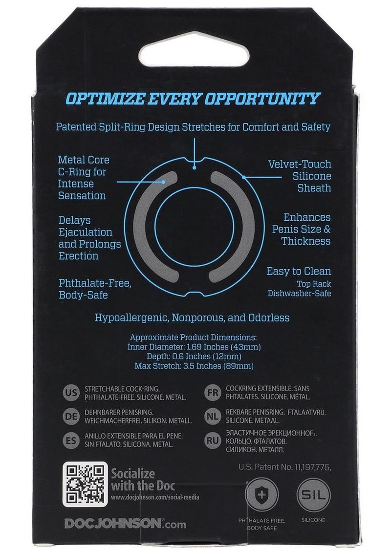 Optimale Flexisteel Soft Silicone with Inner Metal Core Cock Ring - Black - 43mm