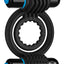 Optimale Silicone Vibrating Double Cock Ring with Dual Bullets - Black
