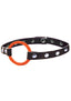 Orange Is The New Black Blow Gag Open Mouth Leather Gag - Black/Orange