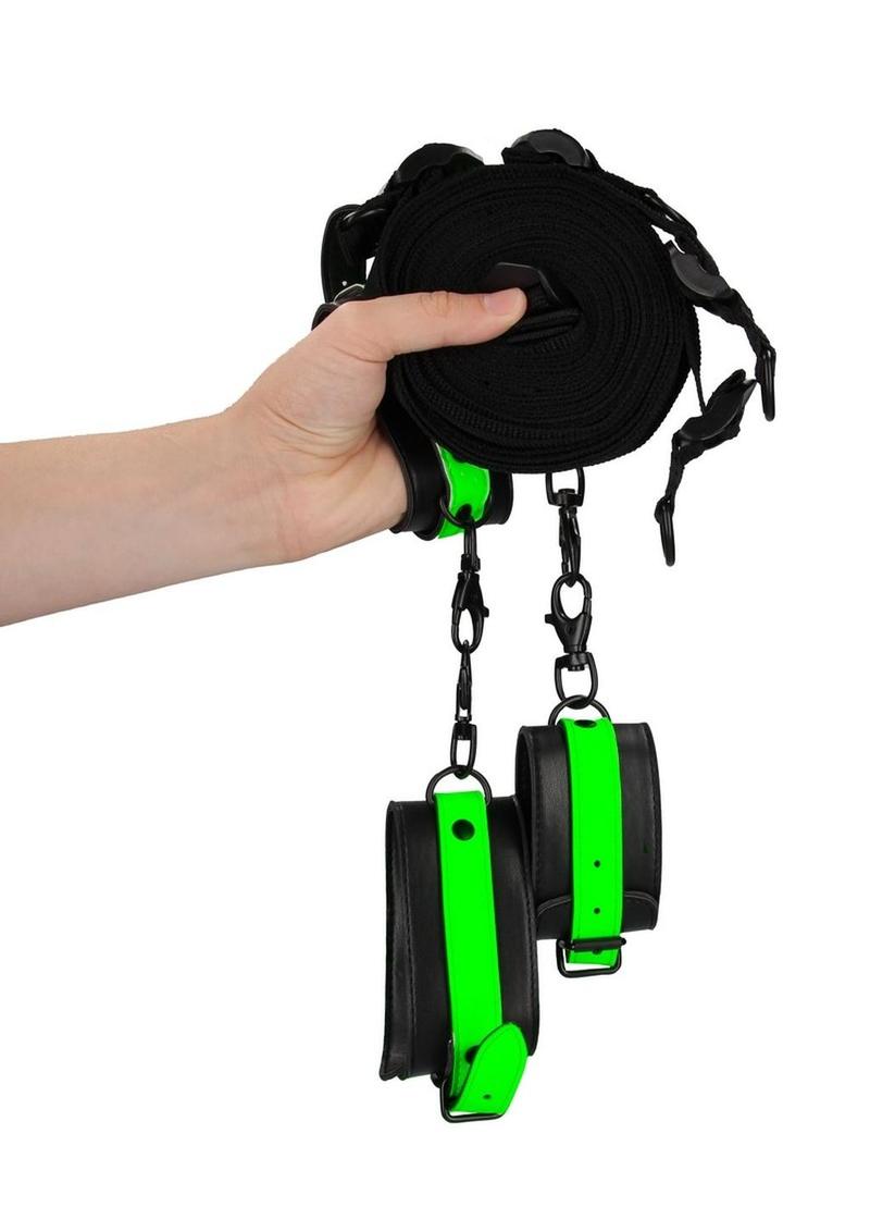 Ouch! Bed Bindings Restraint Kit - Black/Glow In The Dark/Green