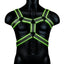 Ouch! Bonded Leather Body Harness - Black/Glow In The Dark/Green - Medium/Small