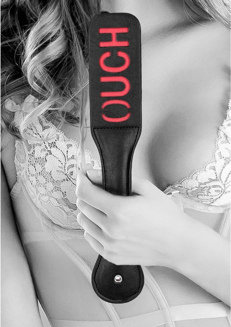 Ouch! Bonded Leather Paddle - Black/Red