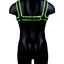 Ouch! Chest Bulldog Harness - Black/Glow In The Dark/Green - Medium/Small