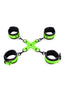 Ouch! Hand and Ankle Cuffs with Hogtie - Glow In The Dark/Green