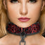 Ouch! Luxury Collar with Leash - Burgundy/Red