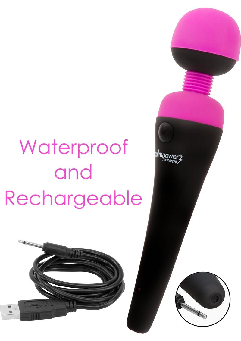 Palmpower Rechargeable Silicone Personal Wand Massager - Fuschia